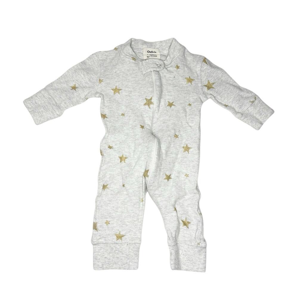 Owlivia Gold Stars Print Romper Size 0-3 Months